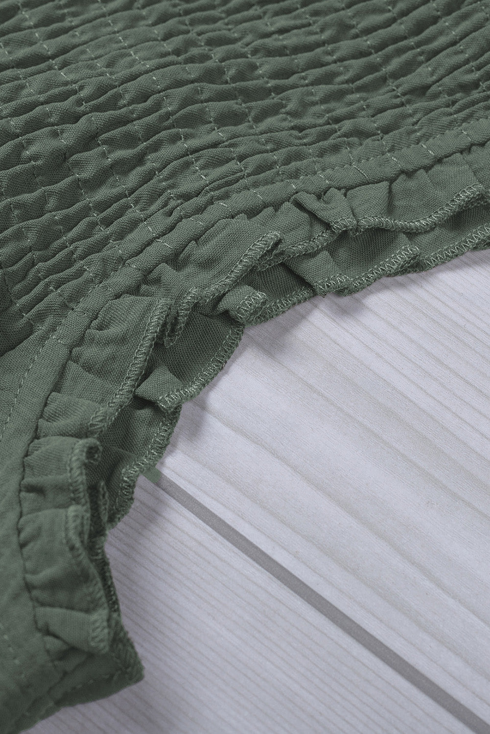 Green Buttoned Frill Tank Top