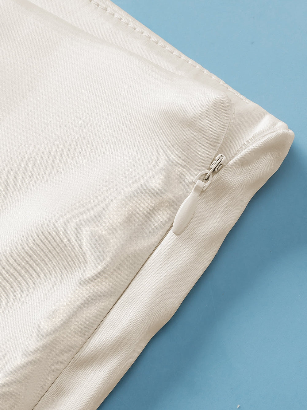 Beige Satin Split Ruffled High Waist Plus Size Skirt