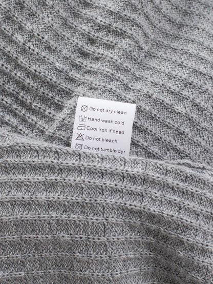 Khaki Reversible V-Neck Waffle Knit Sweater