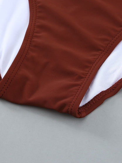 Fiery Red V-Neck High Waist Plus Size Bikini Set