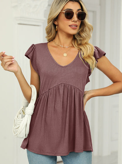 Blouses - Tops V Neck Sleeveless Solid Color Casual Versatile Tank Top - MsDressly