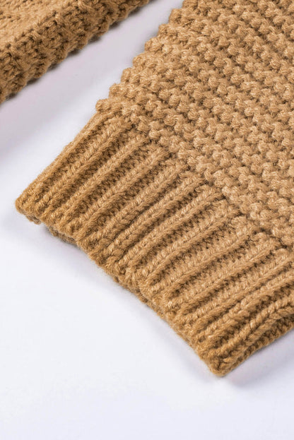 Khaki Warm and Cozy Turtleneck Sweater with Long Sleeves