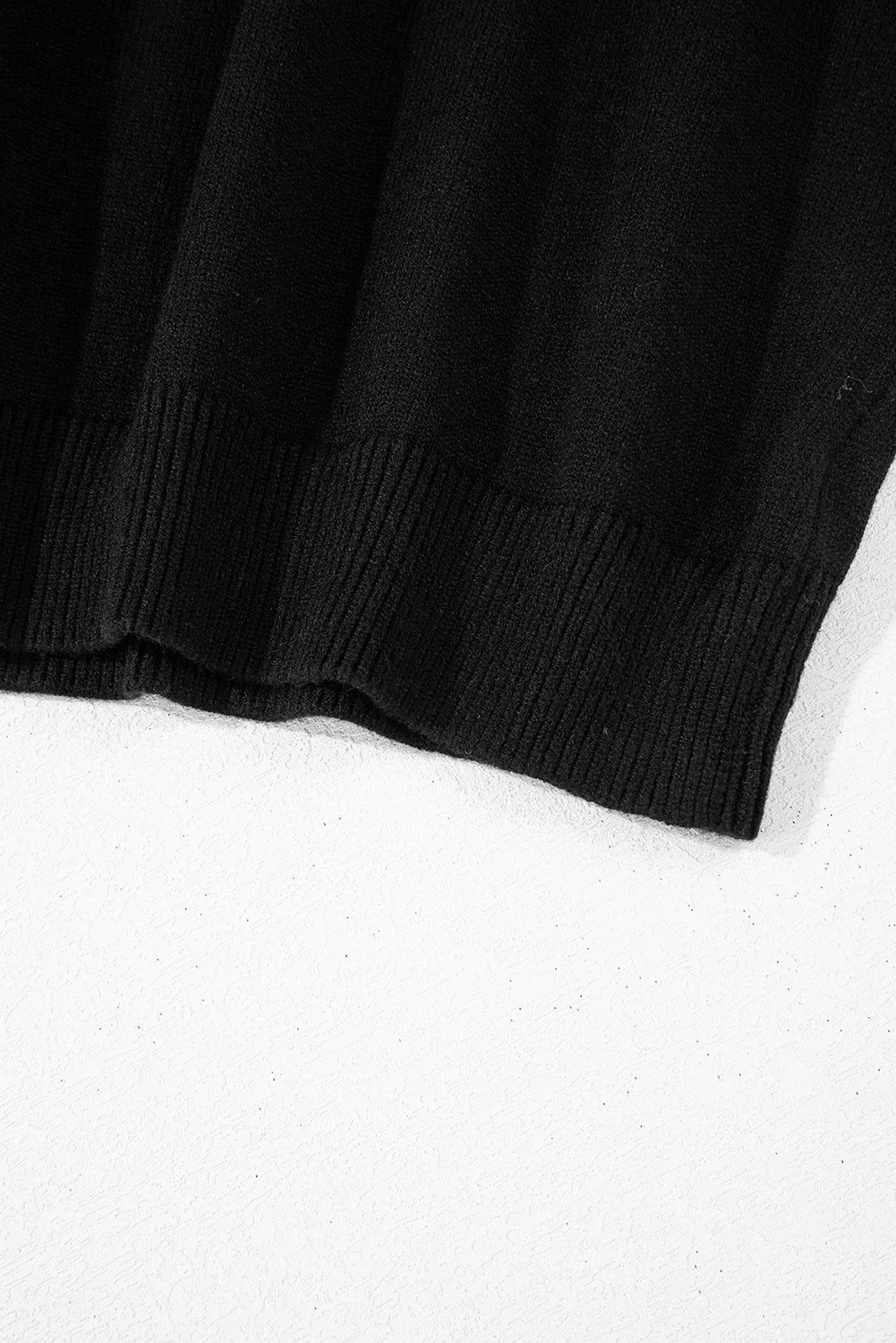 Black Pearled Drop Shoulder Round Neck Sweater