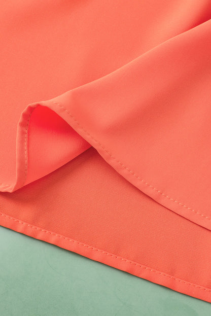 Elegant Eyelet Babydoll Dress with Carrot Contrast Bodice