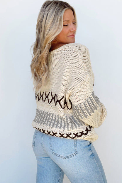v neck drop shoulder sweater