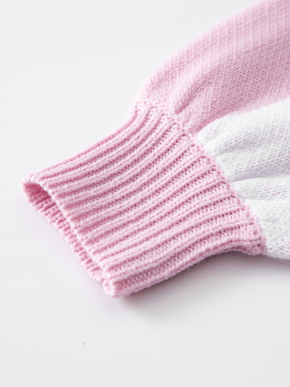 Elegant Pink Plaid Bishop Sleeve Knit Sweater