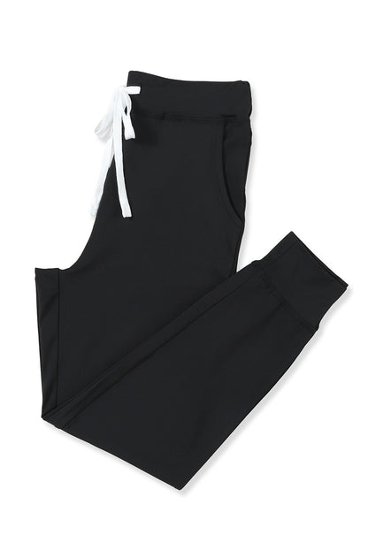 Black Drawstring Elastic Waistband Pocketed Joggers