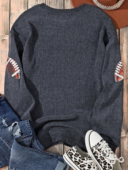 Gray Corduroy Sequin Rugby Shift Sweatshirt