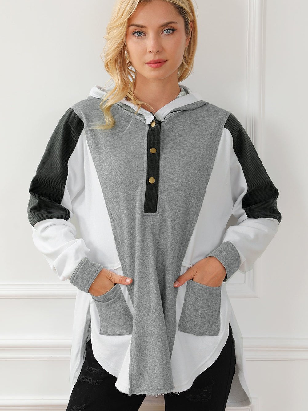 Pleated Polka Dot Tie Stand Collar Mini Dress