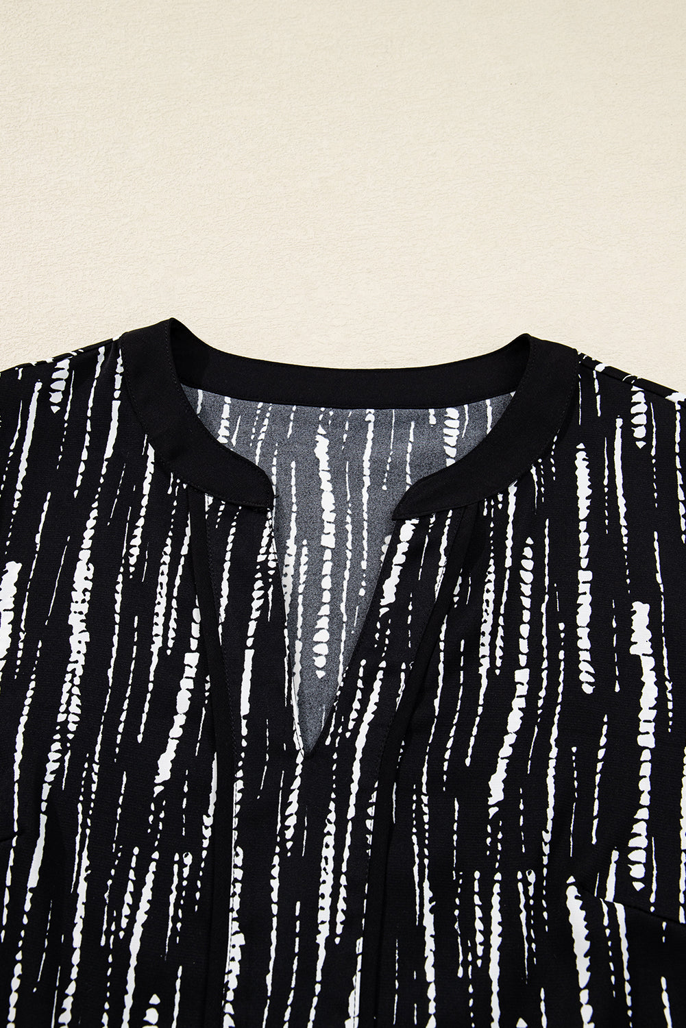 Black Abstract Printed V Neck Fall Blouse