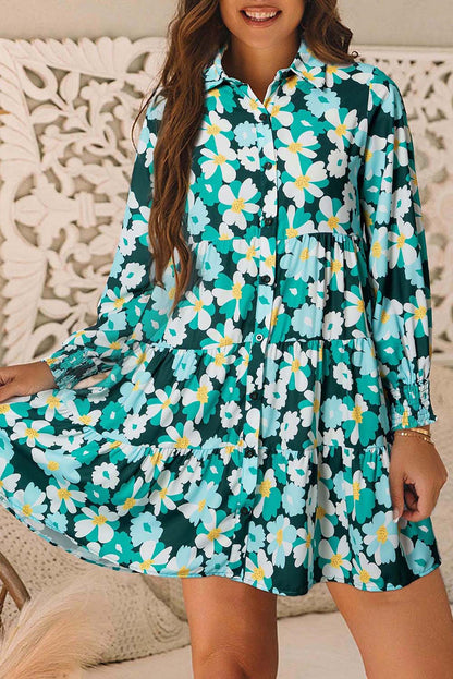 puff sleeve floral dress