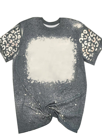 Gray Leopard Tie Dye Short Sleeve T-shirt