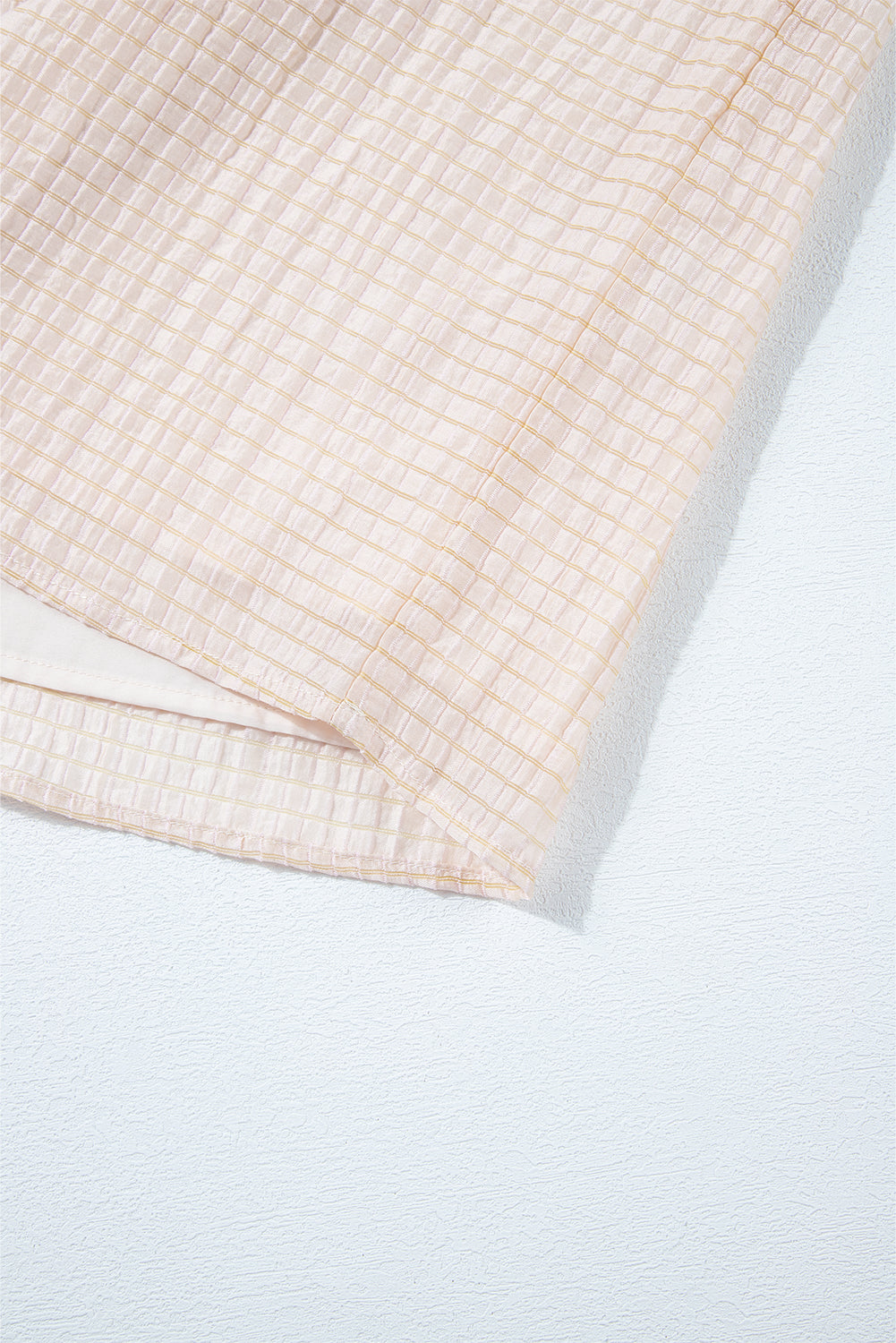 Apricot Textured Halter Neck Button Up Sleeveless Top with Keyhole Back