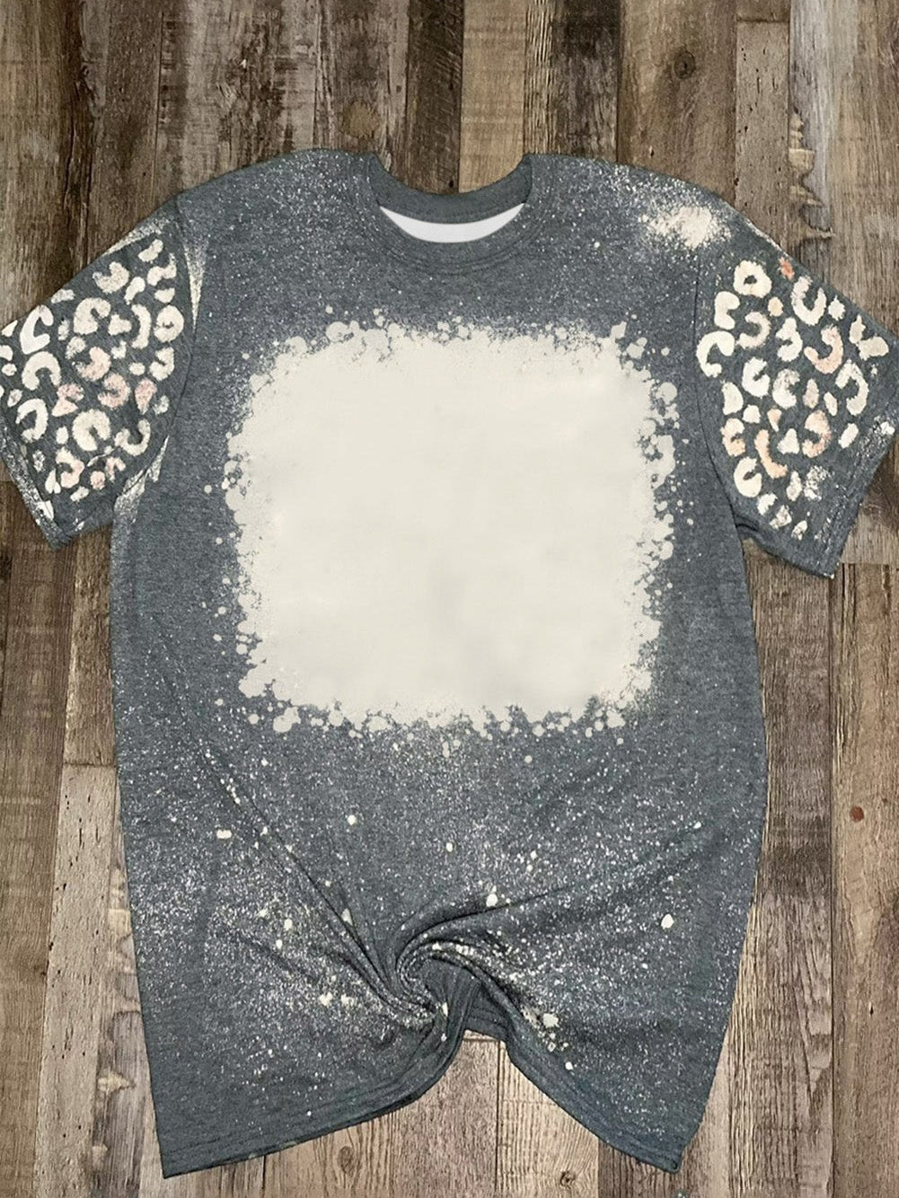 Gray Leopard Tie Dye Short Sleeve T-shirt