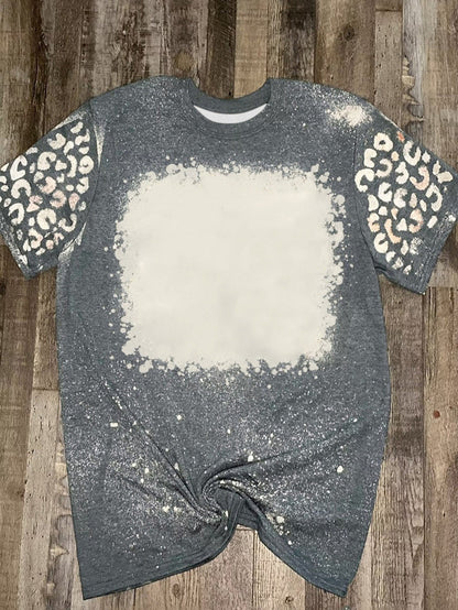 Gray Leopard Tie Dye Short Sleeve T-shirt