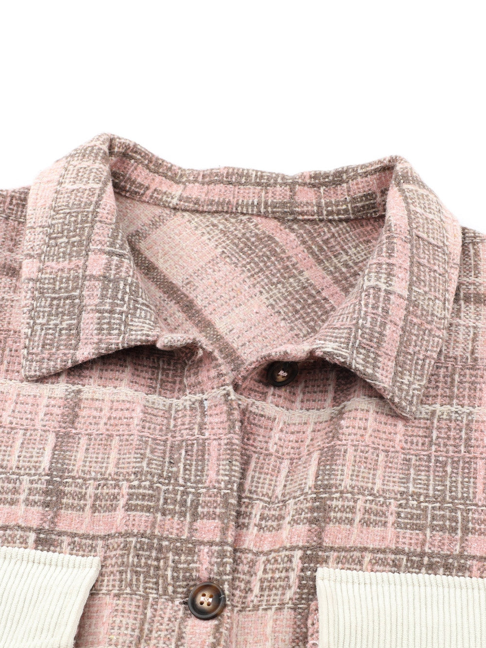 Pink Plus Size Macrame Plaid Coat