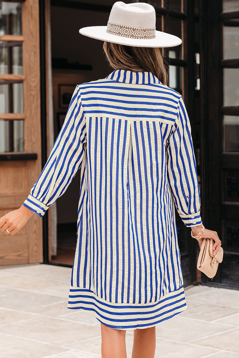 blue stripe dress