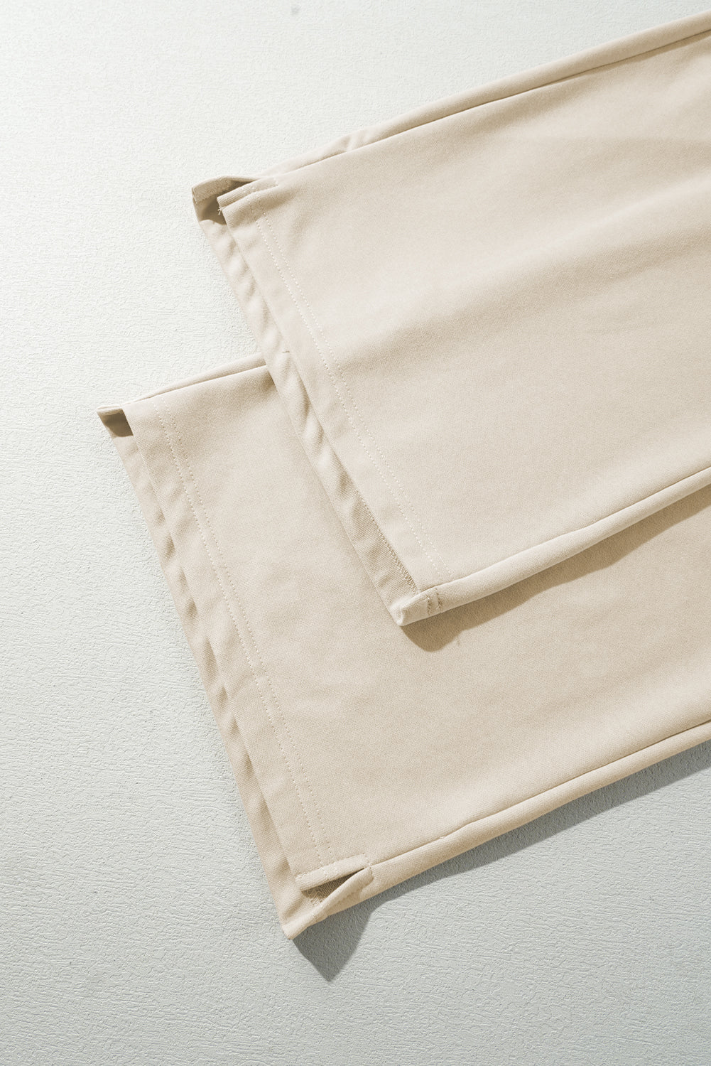 Apricot Loop Drawstring Elastic Waistband Casual Wide Leg Pants