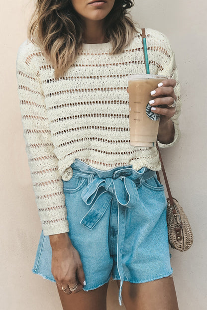 white round neck sweater