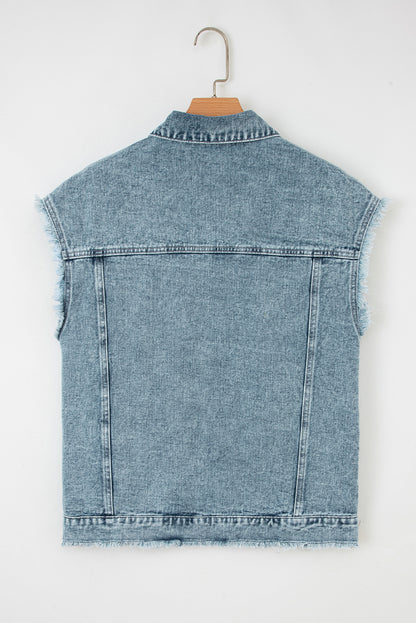 frayed denim vest