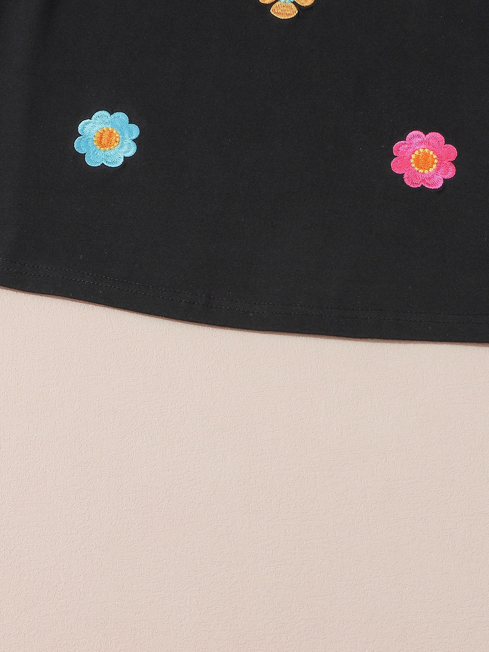 Elegant Black Floral Embroidered Blouse with Puff Sleeves