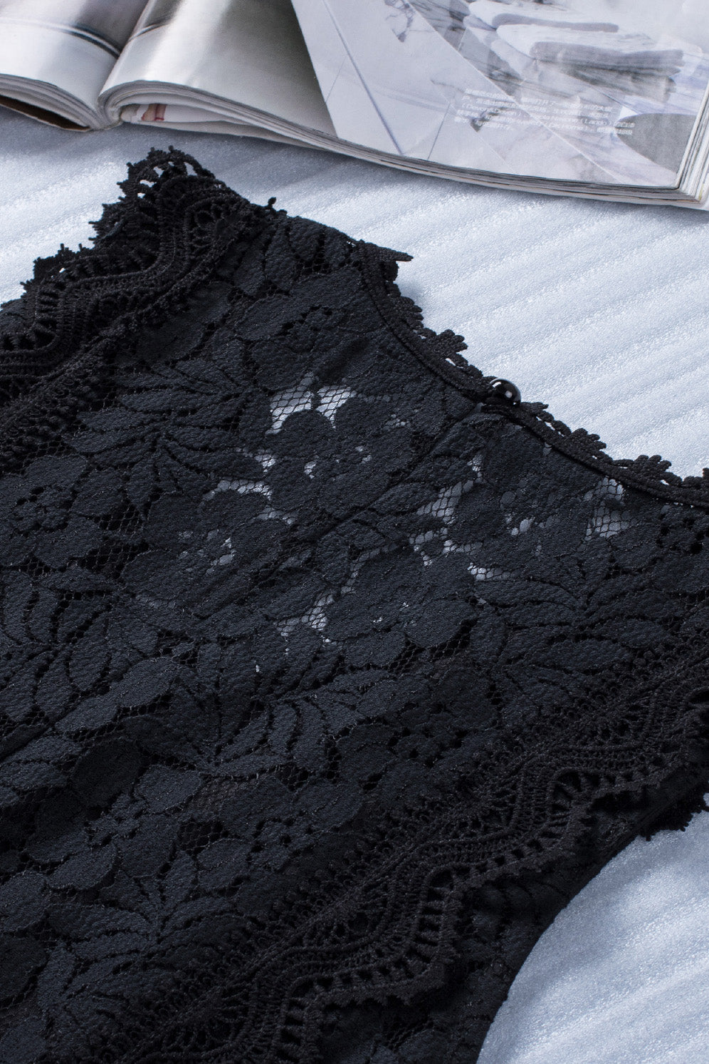 Elegant Black Lace Sleeveless V-Neck Top