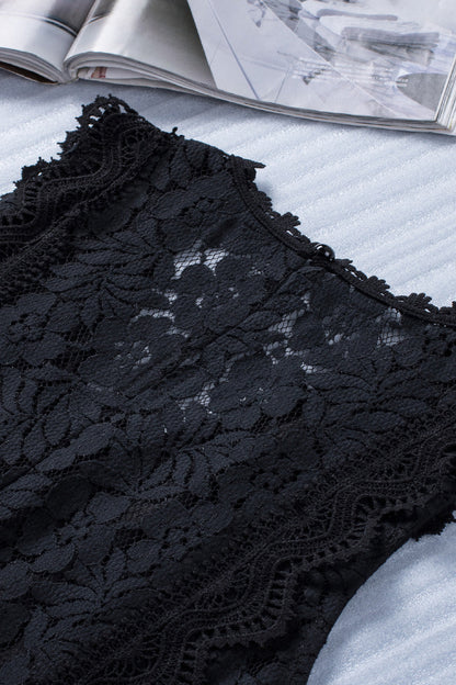 Elegant Black Lace Sleeveless V-Neck Top