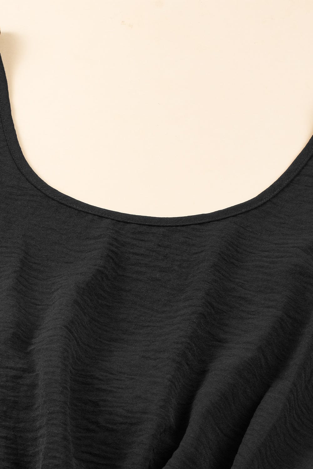 Backless Black Knotted Sleeveless Romper with Elastic Waist