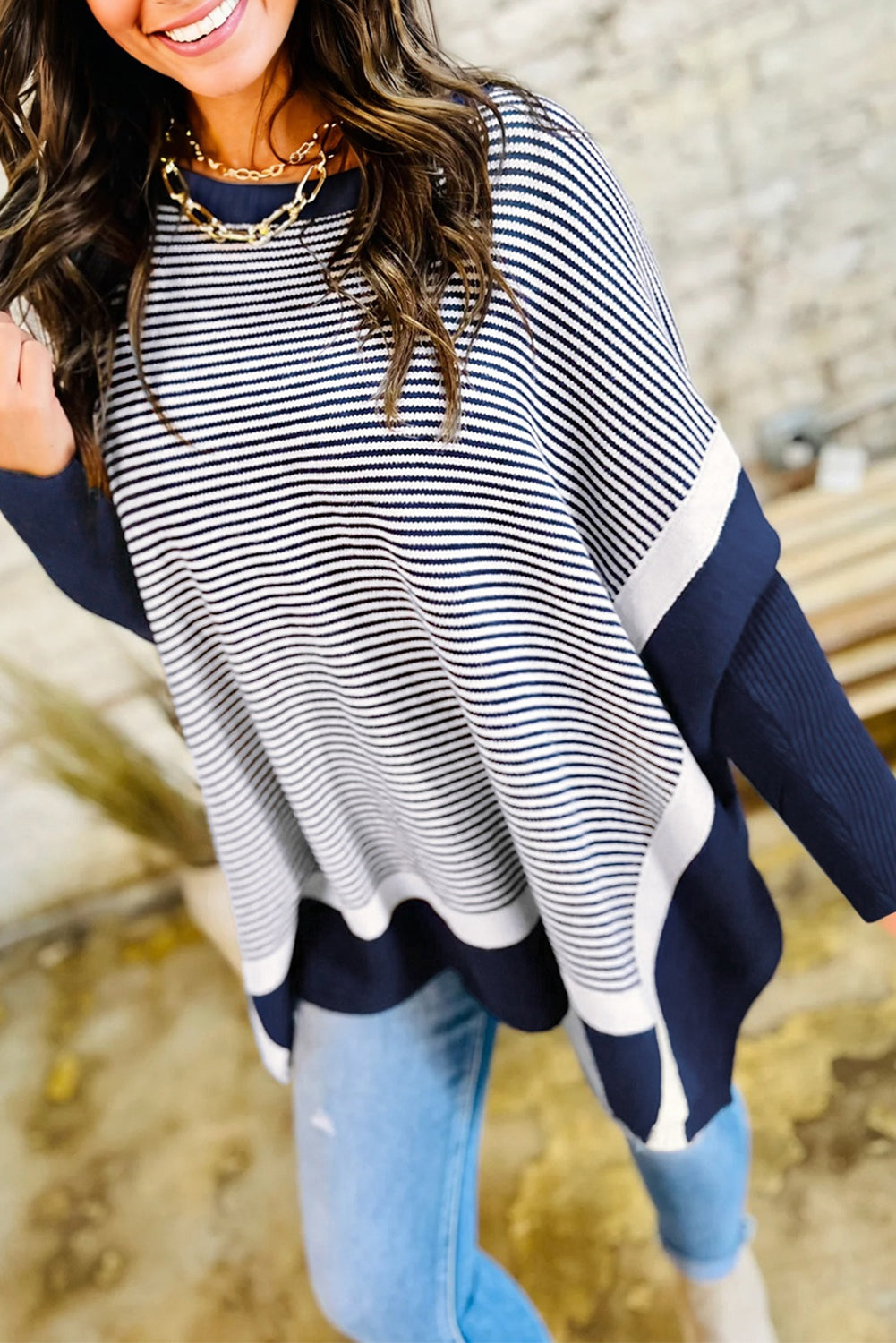 color block knit sweater