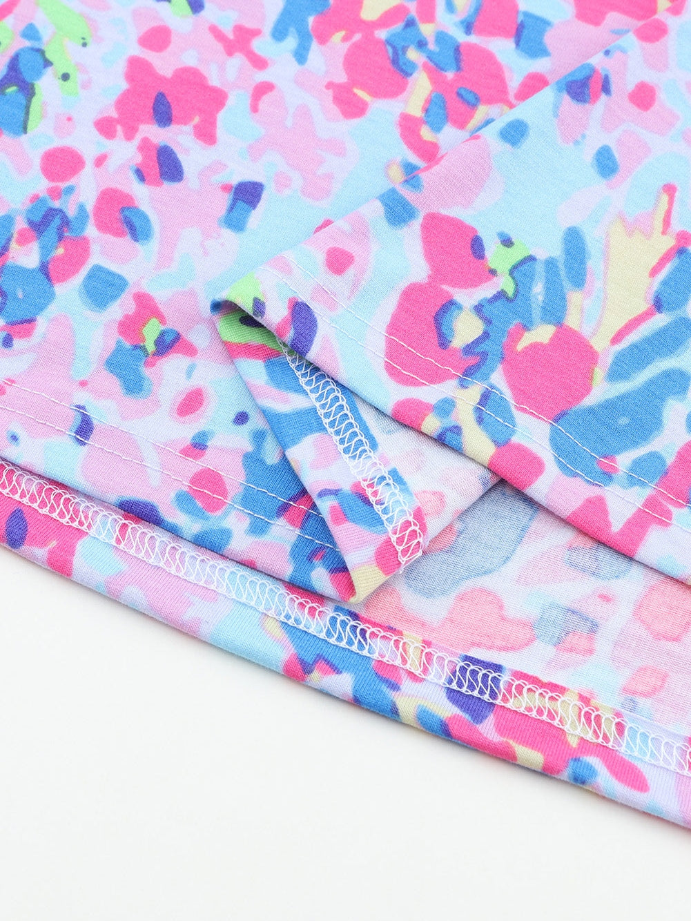 Floral Sky Blue Lounge Set with Coordinating Drawstring Shorts