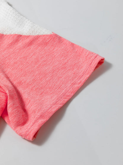 Colorblock Waffle Knit Tee for Plus Size Women