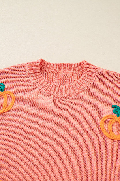 pumpkin embroidered sweater