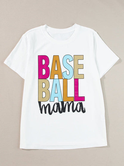 Baseball Mama Graphic Tee in White with Multi Color Print