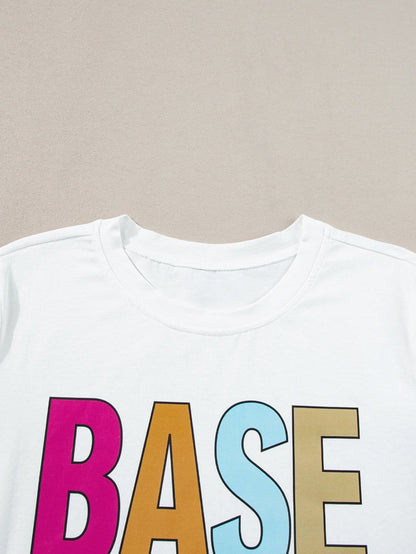 Baseball Mama Graphic Tee in White with Multi Color Print