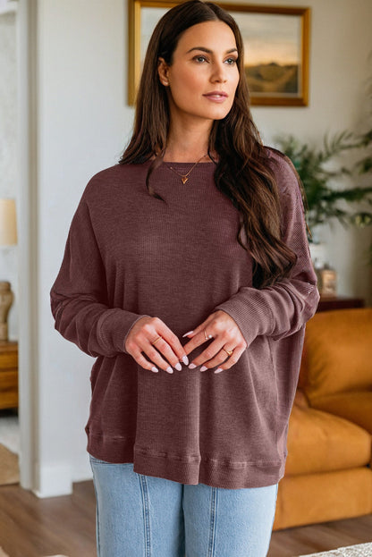 textured long sleeve top