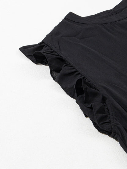 Black Keyhole Back Ruffled Plus Shift Dress