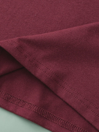 Leopard Print Raglan Sleeve Burgundy Plus Size Tee