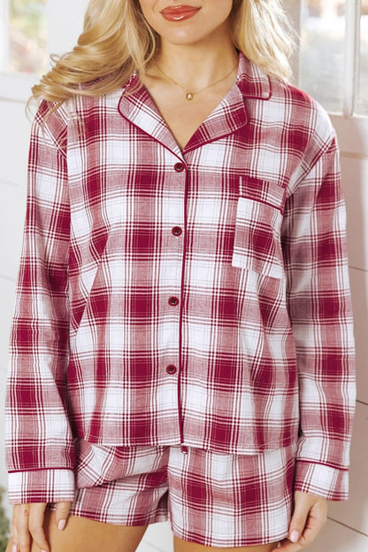 plaid 2pcs pajama set
