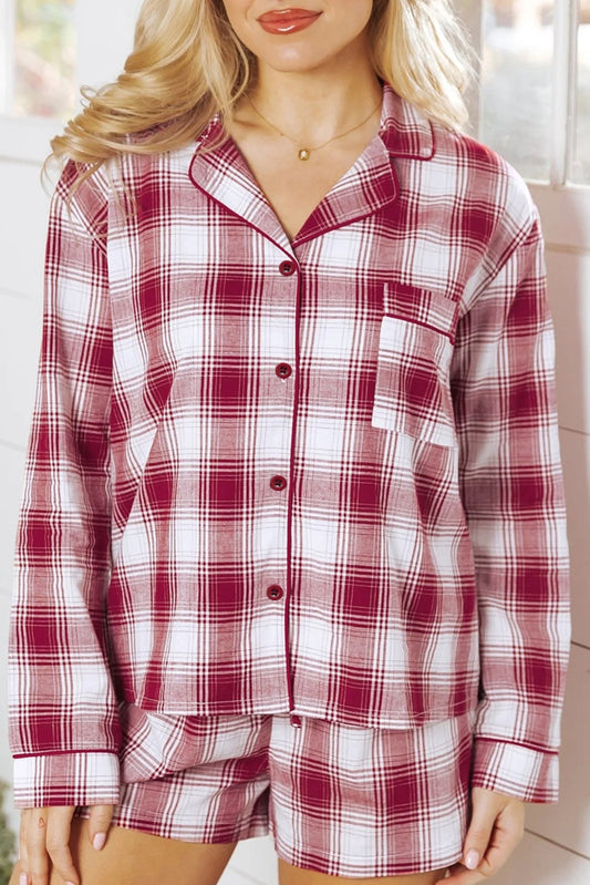 plaid 2pcs pajama set