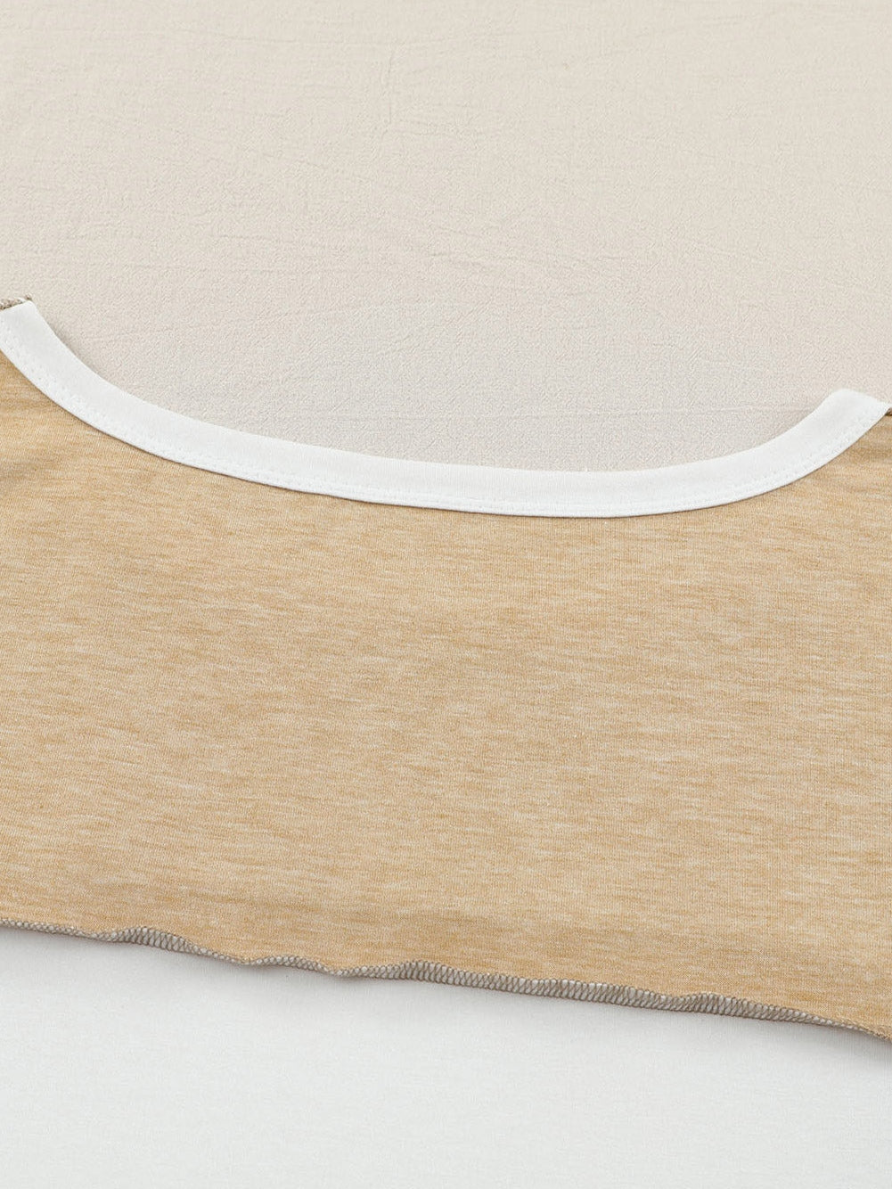 Khaki Patchwork Color Block Knit Top