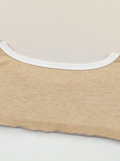 Khaki Patchwork Color Block Knit Top