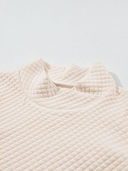 Apricot Quilted High Neck Sweatshirt with Kangaroo Pocket