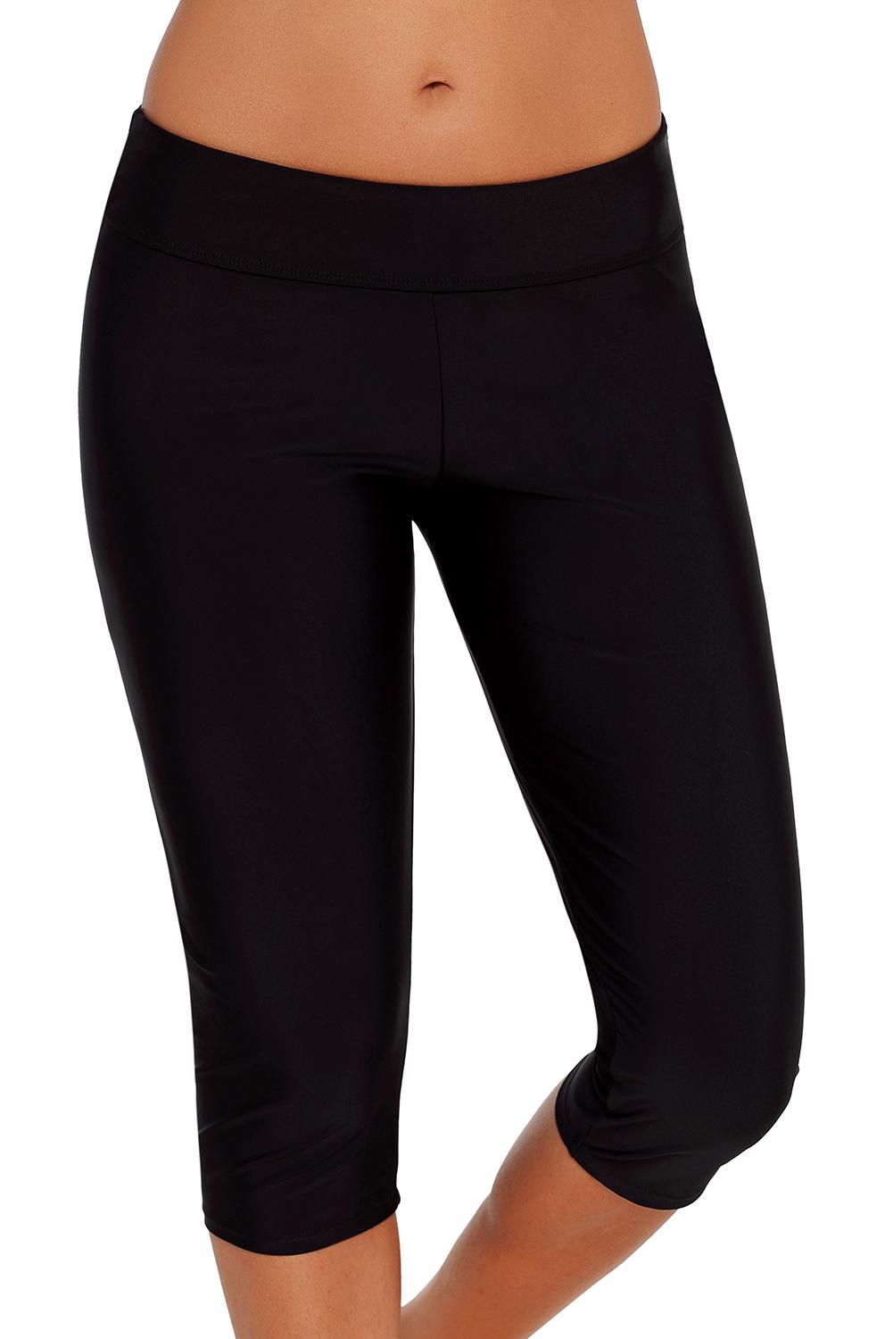 Black Capri Swim Tights for Women