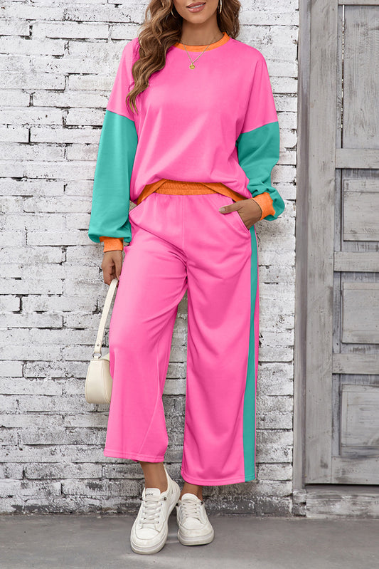 color block sweatpant set