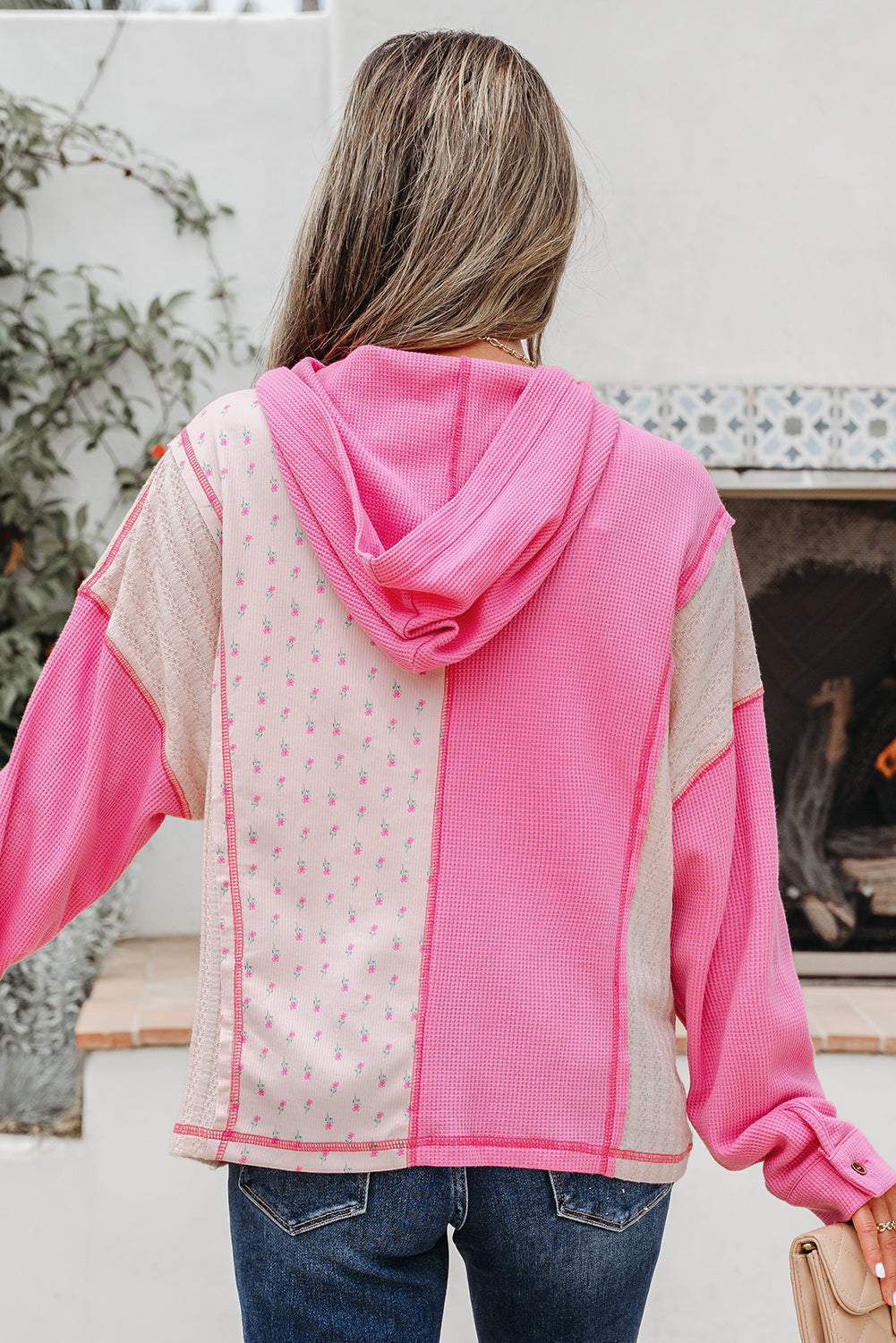 floral patchwork hoodie