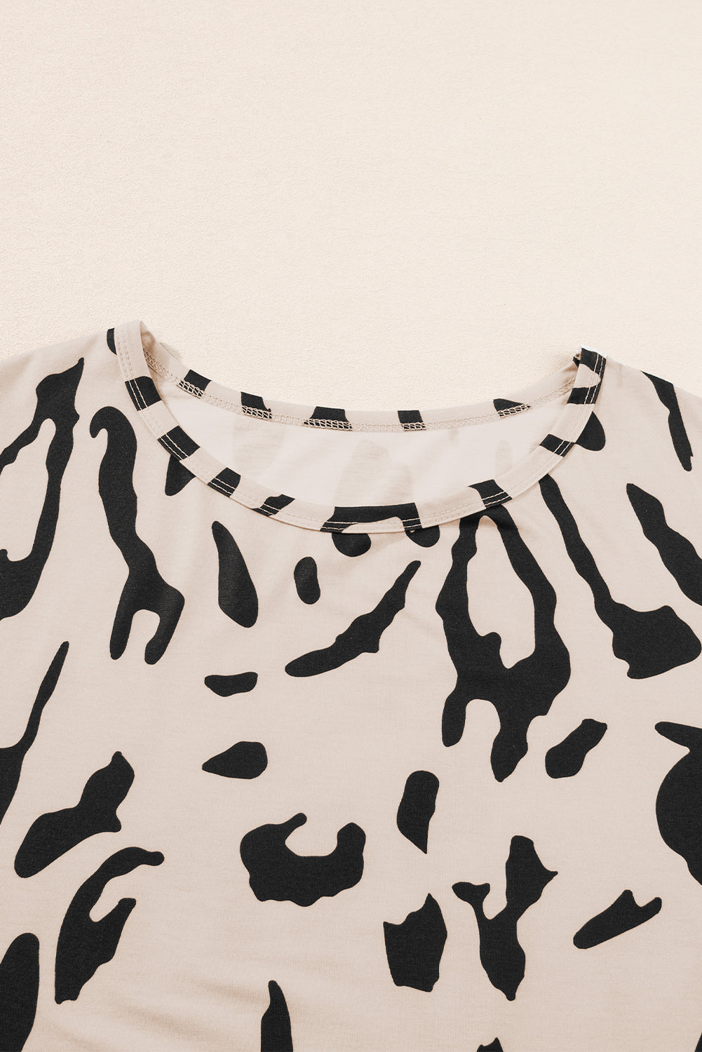 Taupe Leopard Print Plus Size Lounge Set with Tee and Shorts