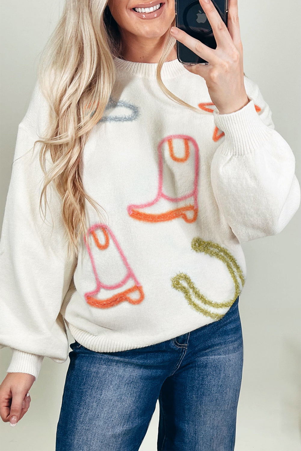 white tinsel sweater