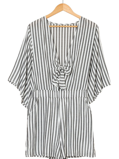 Check Print Buttons Lace-Up Shirt Dress