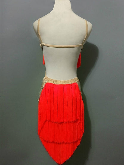 Latin Dance Shorts Sequin Tassel Splicing Women's Performance Sleeveless High Spandex - LuckyFash™