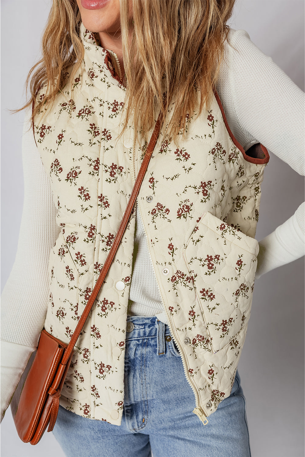 floral print vest